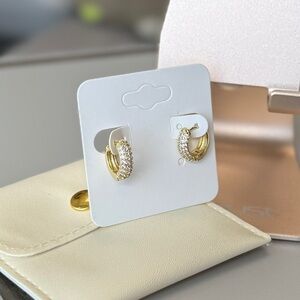 Sterling Forever Mini Paved Huggie Hoop Earrings